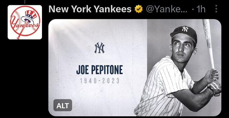 Muere la leyenda de los Yankees Joe Pepitone a los 82 años