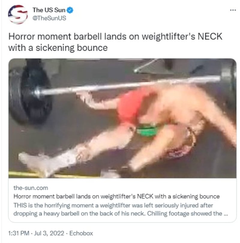 Gym accident leaves weightlifter injured