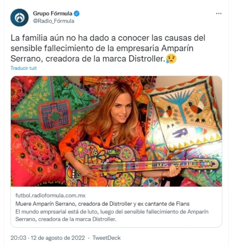 The former Flans Amparo Amparín Serrano dies