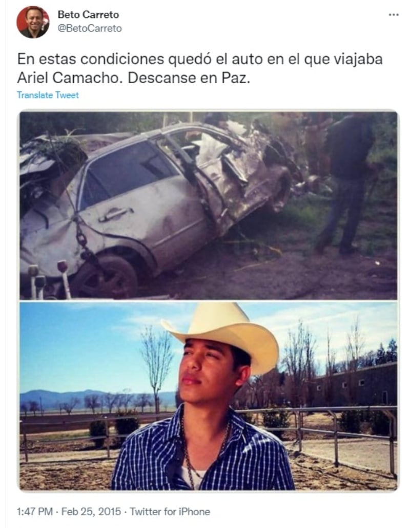 Ariel Camacho auto: ¿Qué marca y modelo era el carro?