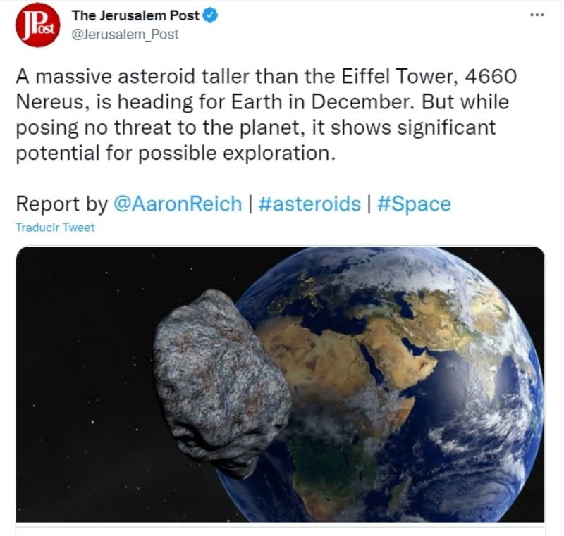 They warn that the asteroid 4660 Nereus will hit the Earth