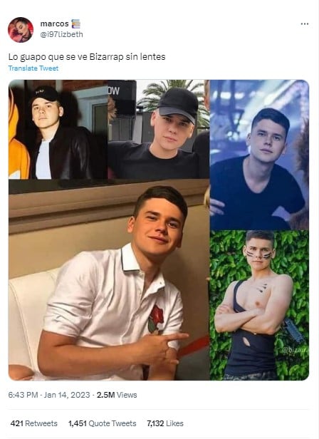 Fotos Bizarrap sin lentes.