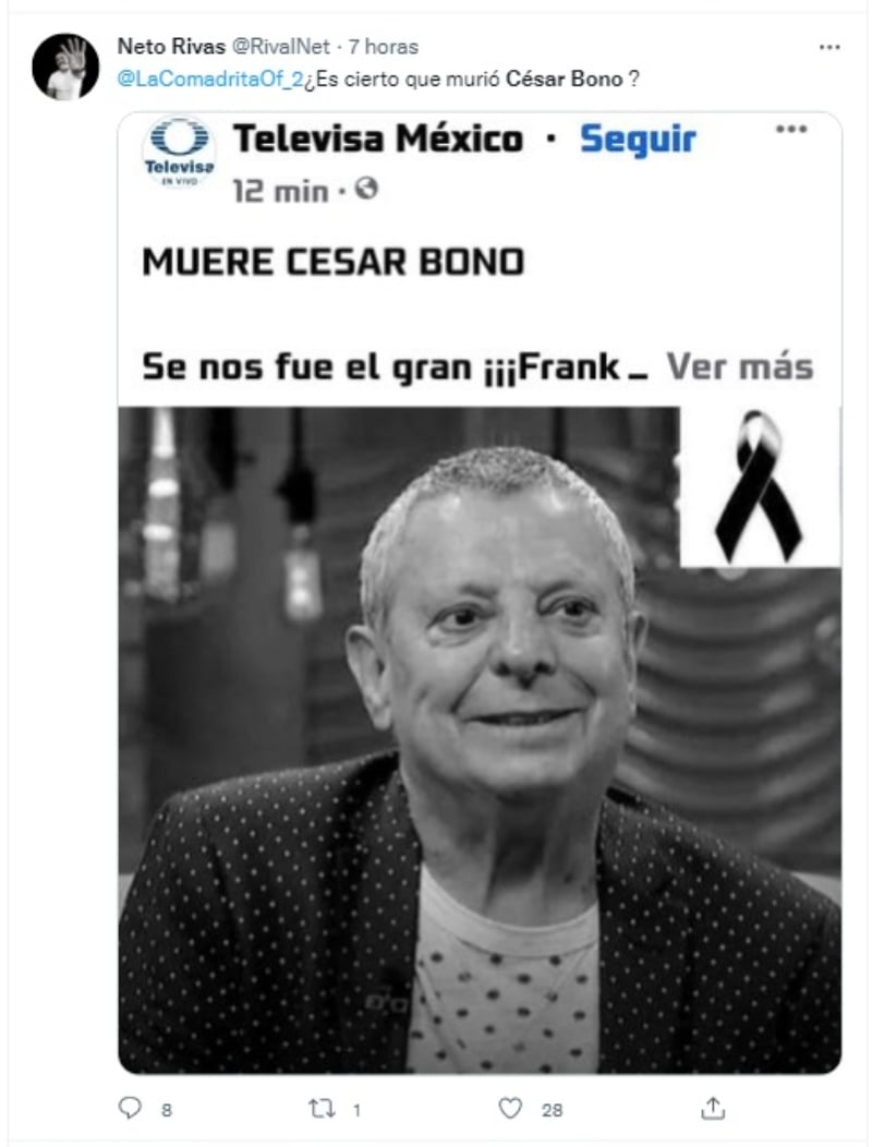 César Bono desmiente rumores de su supuesta muerte