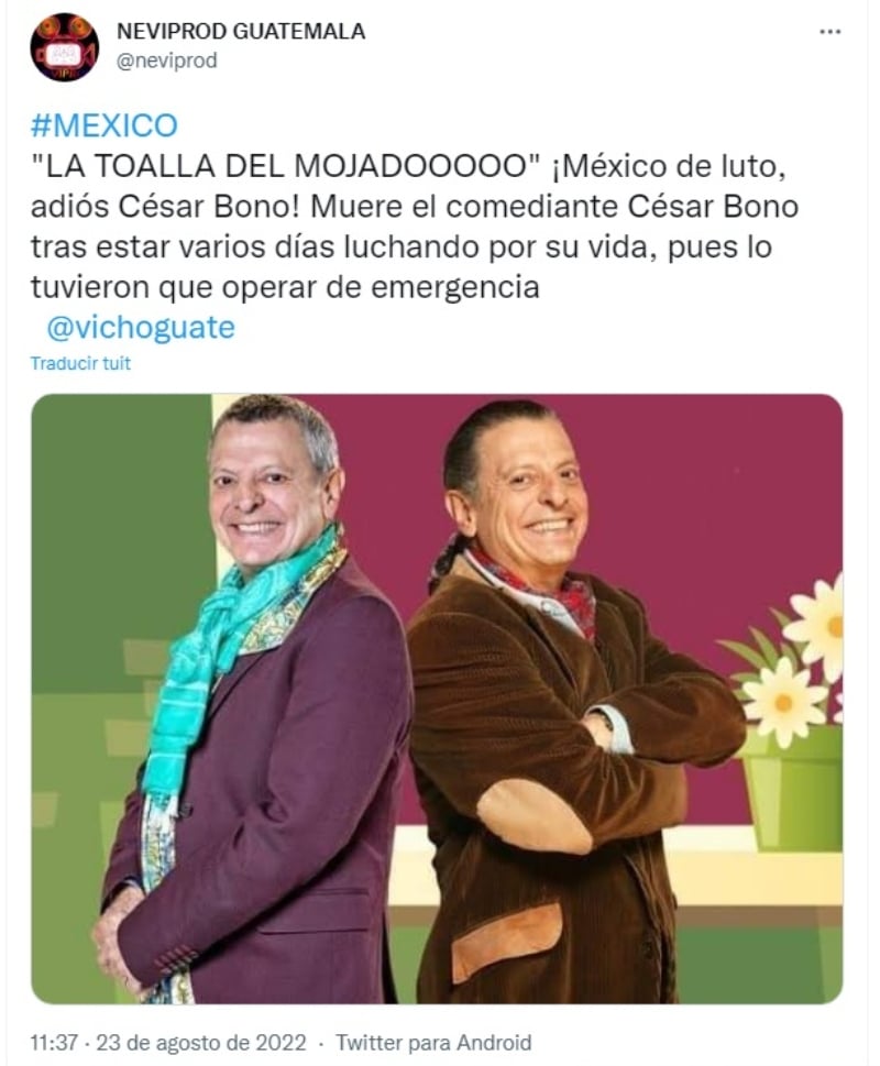 César Bono muerte: Cuenta la verdad