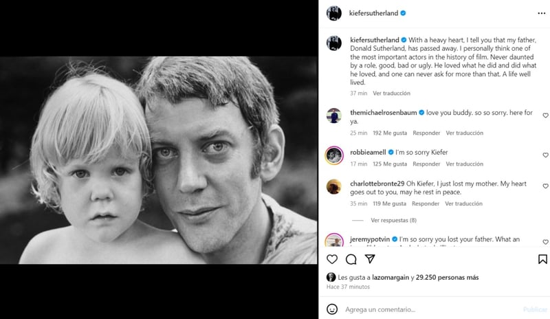 Donald Sutherland, Kiefer Sutherland, social networks, message, MundoNOW