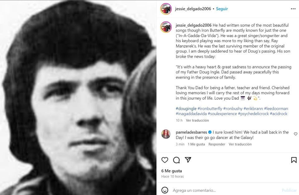 Doug Ingle, Iron Butterfly, mensaje, redes sociales, MundoNOW