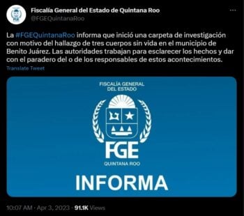 Fiscalía General de Quintana Roo abrió una carpeta de investigación