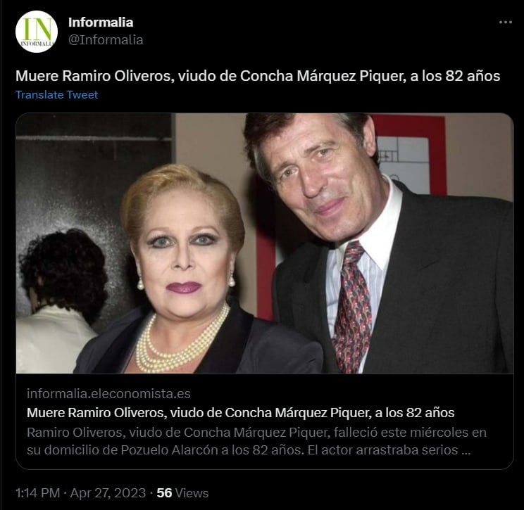 Su matrimonio con la cantante española, Concha Márquez Piquer