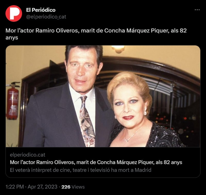 Muere Ramiro Oliveros, galardonado actor español