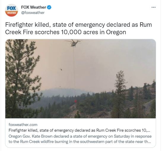 Incendio forestal mató a un bombero y obligó a declarar el estado de emergencia en Oregon