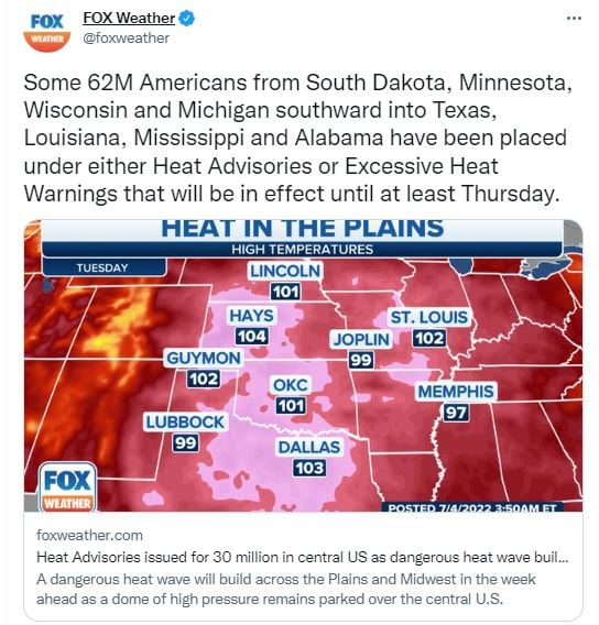 Heat alert issued for more than 60 million inhabitants