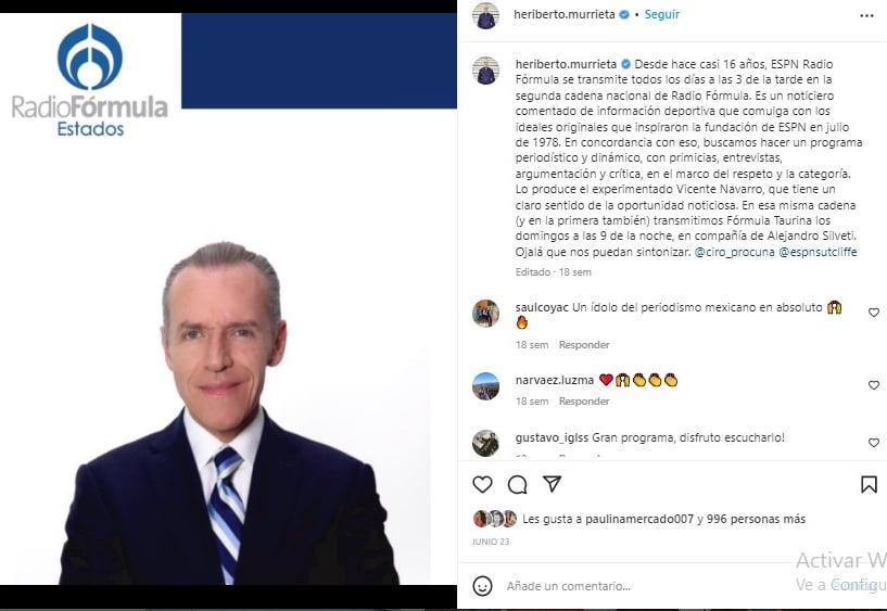El periodista Heriberto Murrieta se viste de luto