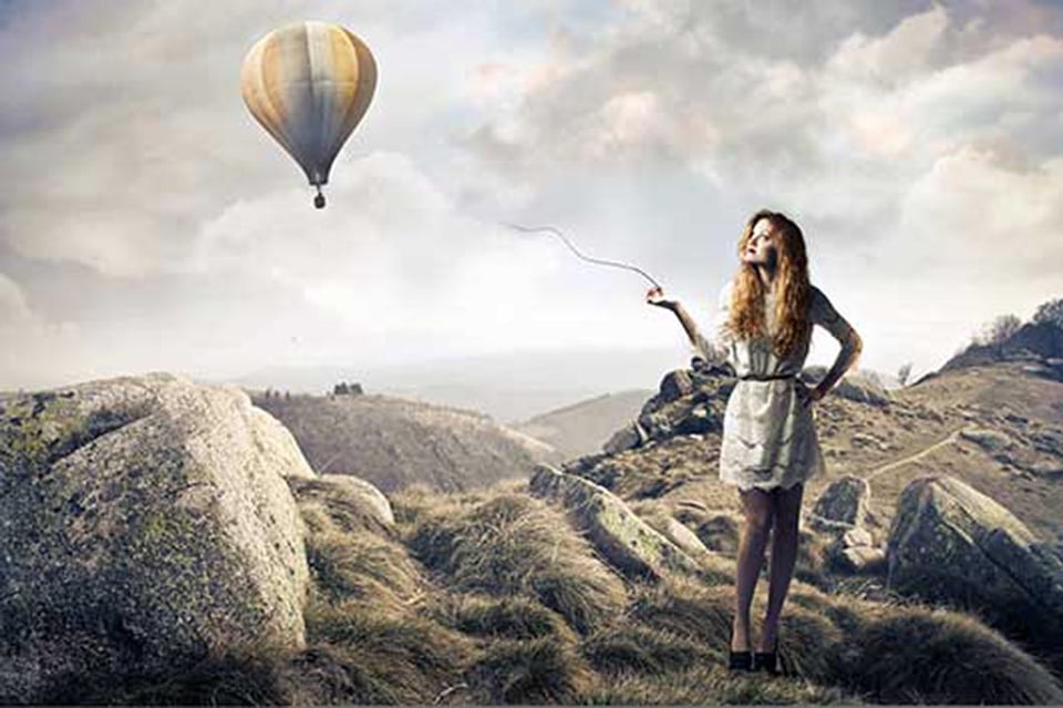 Valentine's Day, woman, balloon, outside, concept