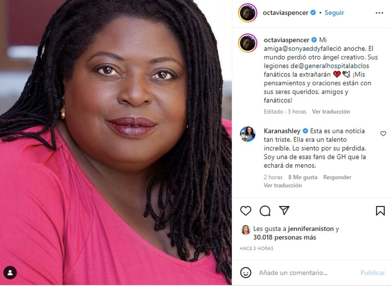 Muere actriz Sonya Eddy: "Esta es una noticia tan triste"