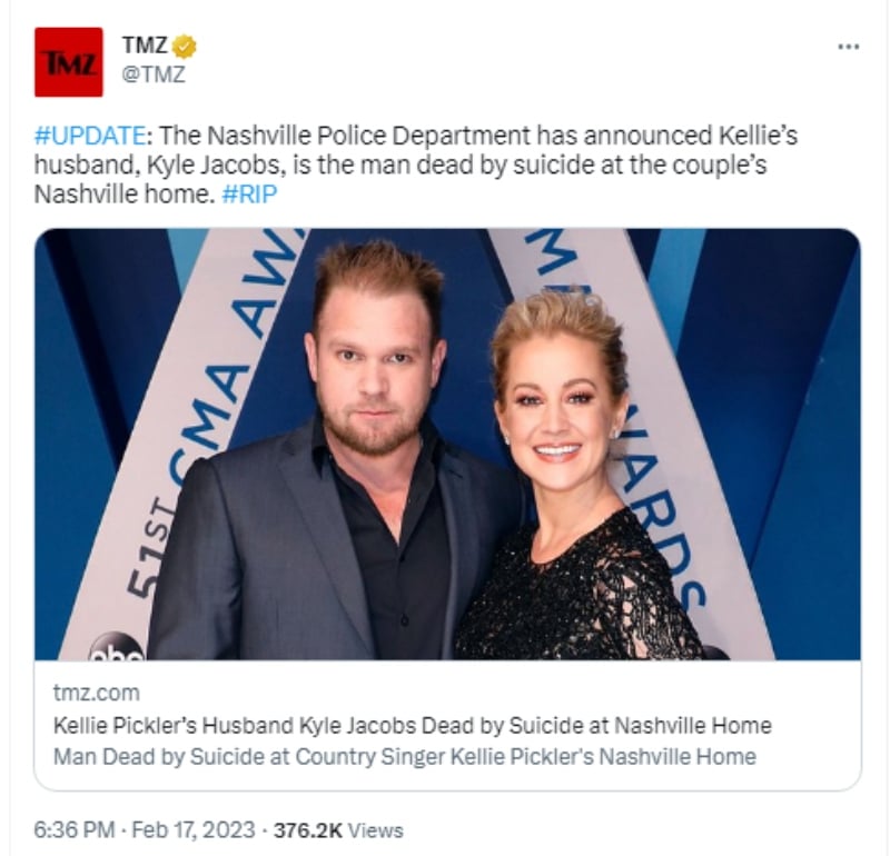 Husband Kellie Pickler dies: He committed suicide in his mansion