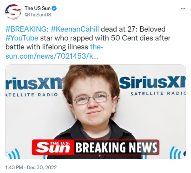 Muere el youtuber Keenan Cahill