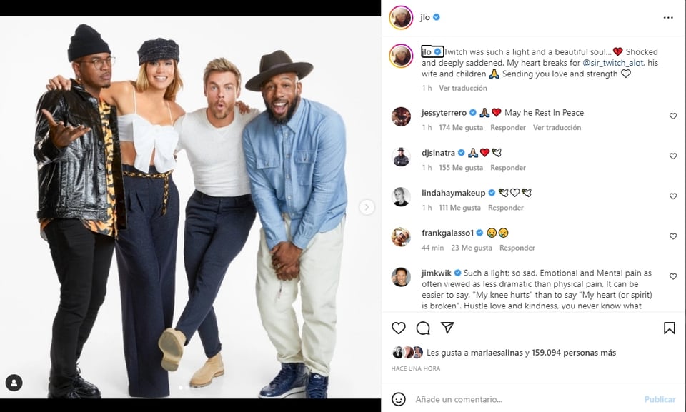 Jennifer Lopez mourning tWitch: "My heart broke"