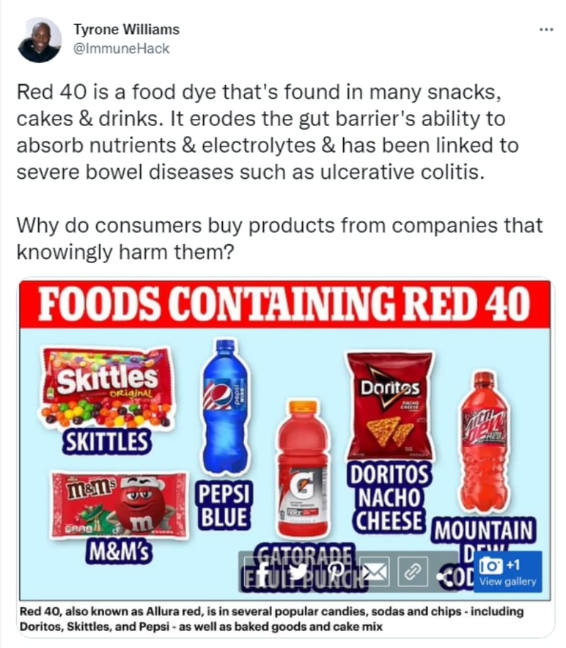 They warn about the dye Red 40