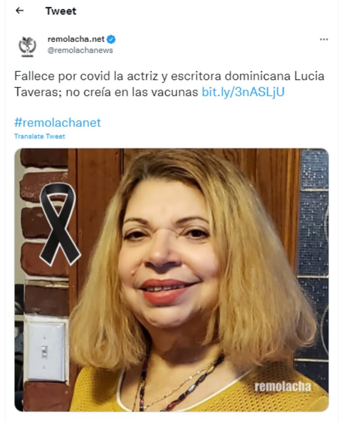 Lucia Taveras dies of Covid