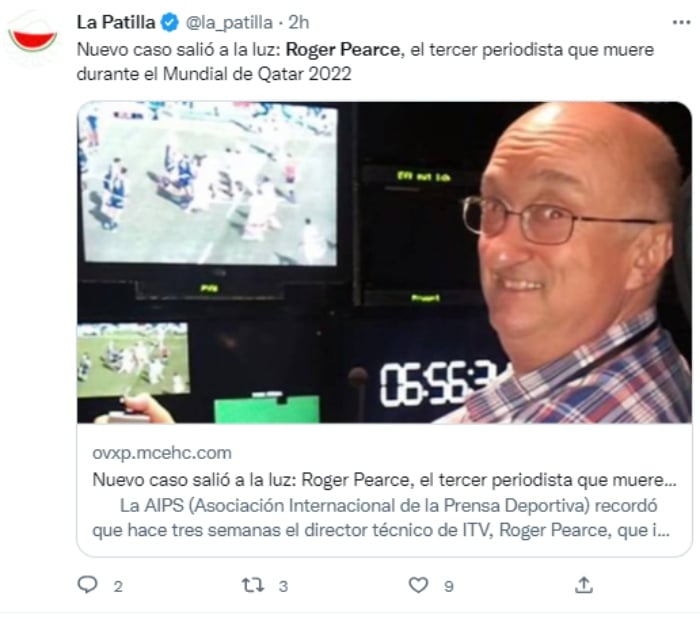 Third journalist Roger Pearce dies