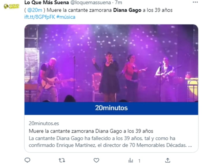 Singer Diana Gago dies