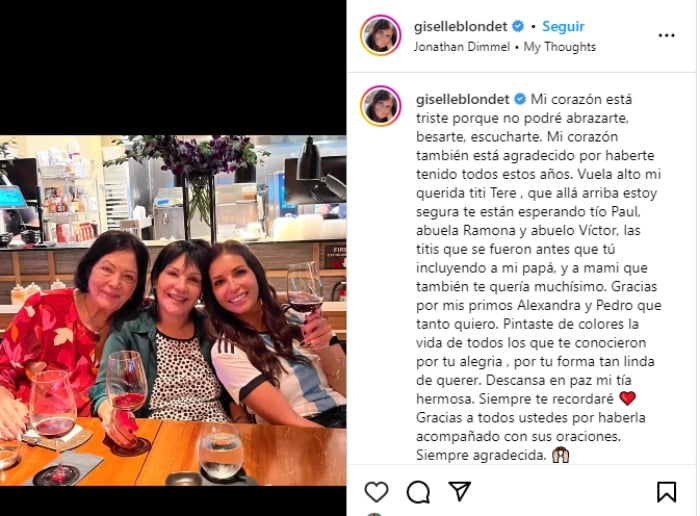 Giselle Blondet está de luto
