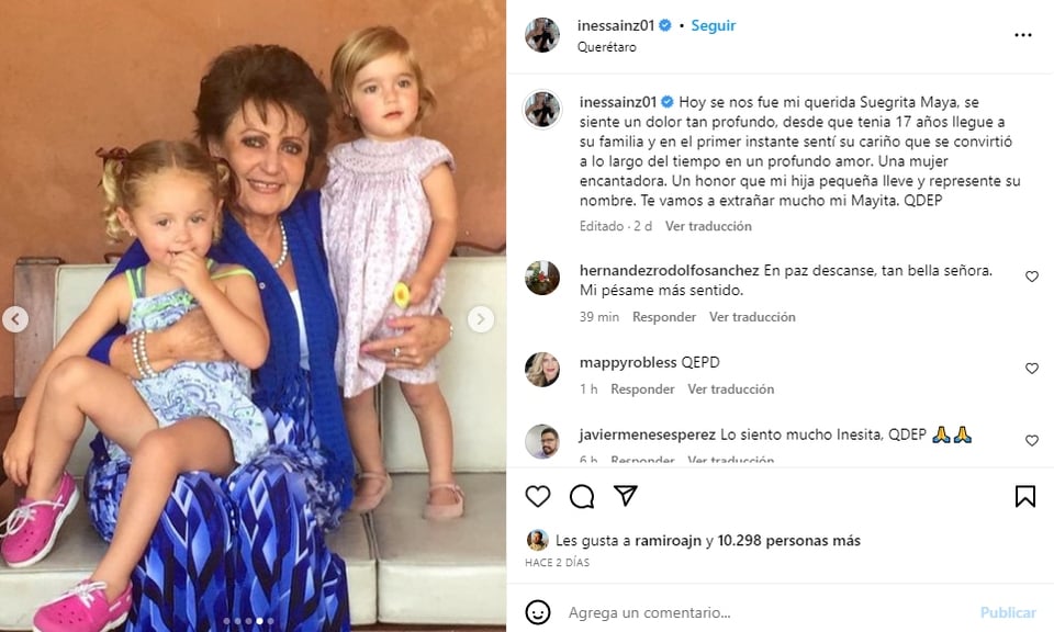Inés Sainz is in mourning