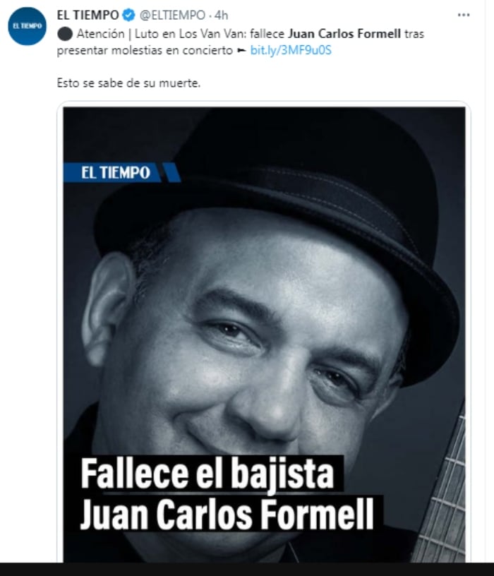 The musician Juan Carlos Formell dies
