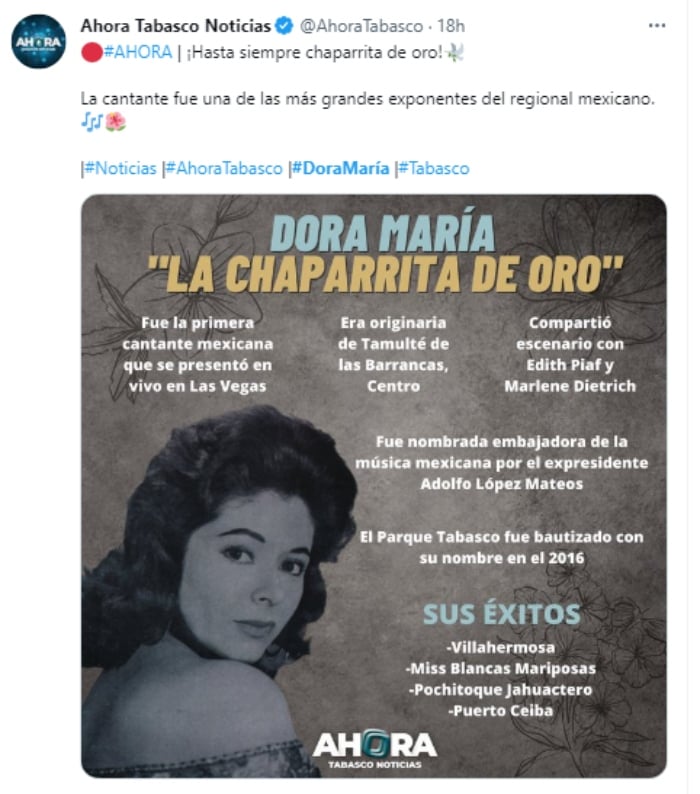 The actress Dora María dies