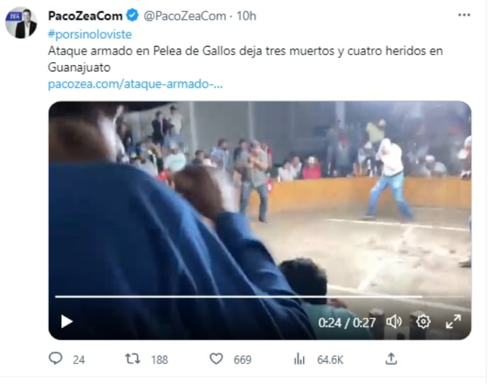 Balacera pelea de gallos en México