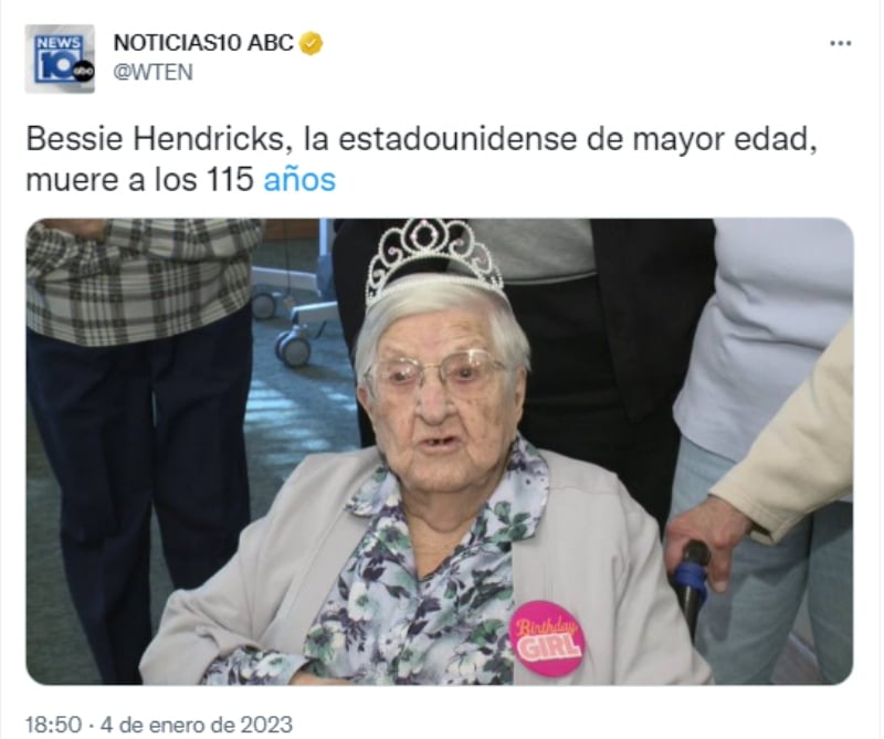 Bessie Hendricks dies: She was 115 years old