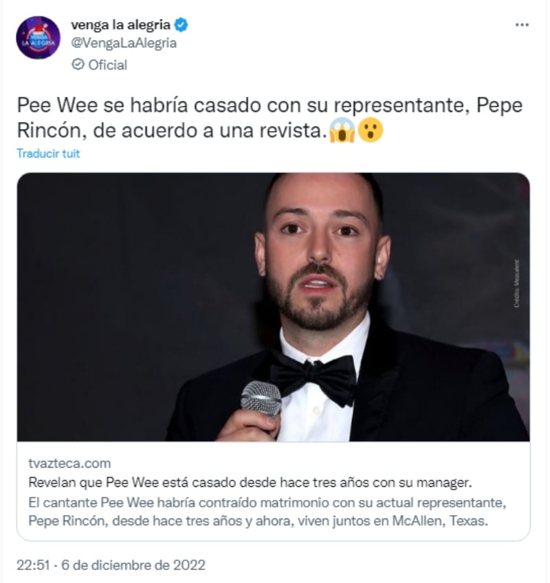 Pepe Rincón rompe el silencio sobre su relación con Pee Wee