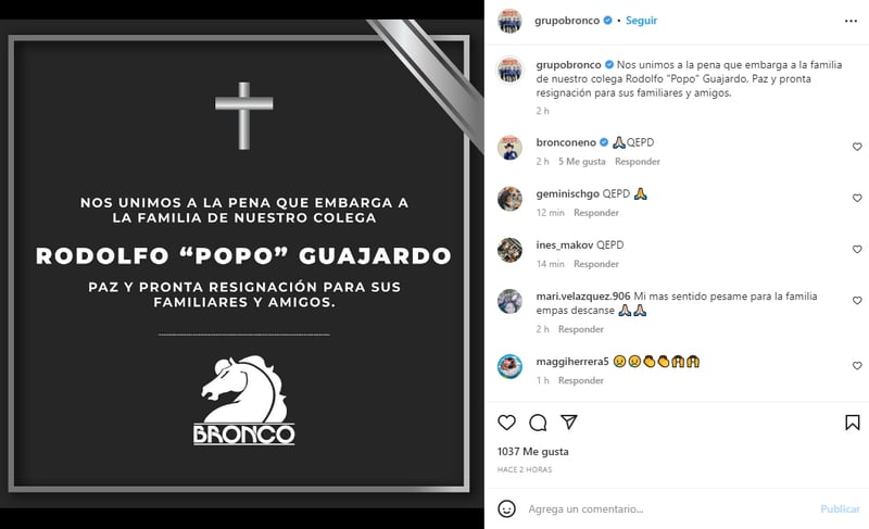 Grupo Bronco de luto: Anuncian muerte de colega