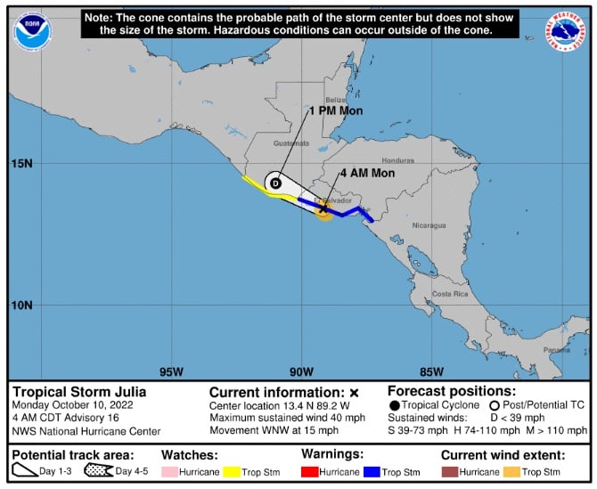 Tormenta Julia Nicaragua El Salvador lluvias torrenciales
