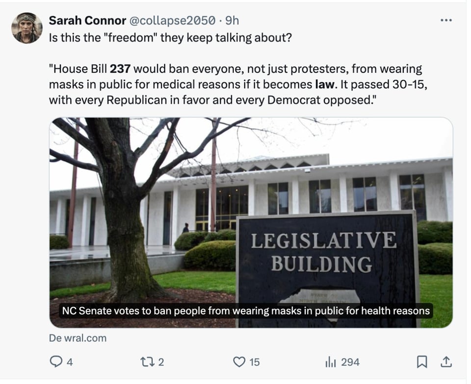Legislative Building, North Carolina masks, masks, North Carolina, bill, MundoNOW