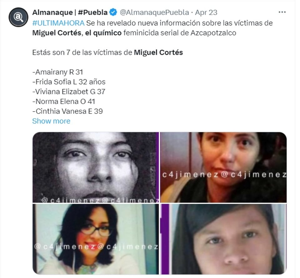 Amairany, Frida Sofía, Viviana Elizabeth, Norma Elena, MundoNOW, victims Miguel Cortés