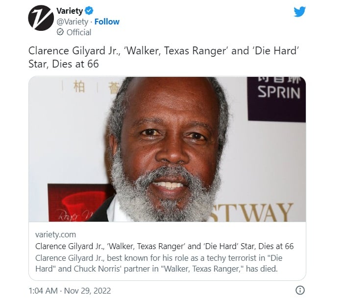 Clarence Gilyard Jr, star of Top Gun and Die Hard, dies at 66