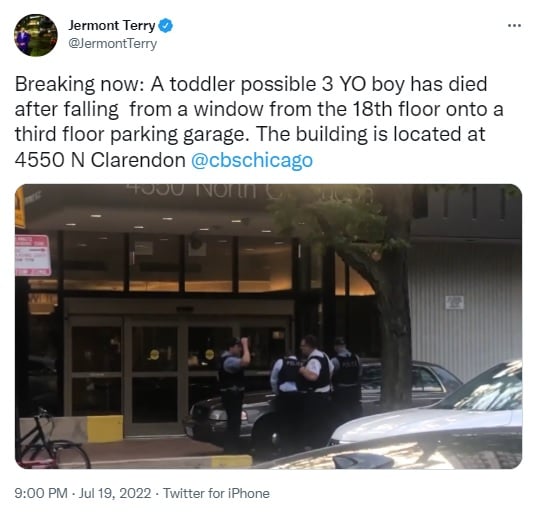 3-year-old boy dies after falling from 18th floor window in Chicago