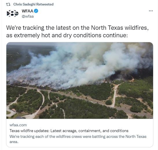 Incendio forestal en Texas obliga a evacuar viviendas
