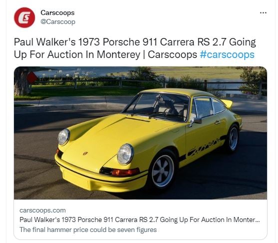 Porsche 911 Carrera, a jewel in Paul Walker's garage