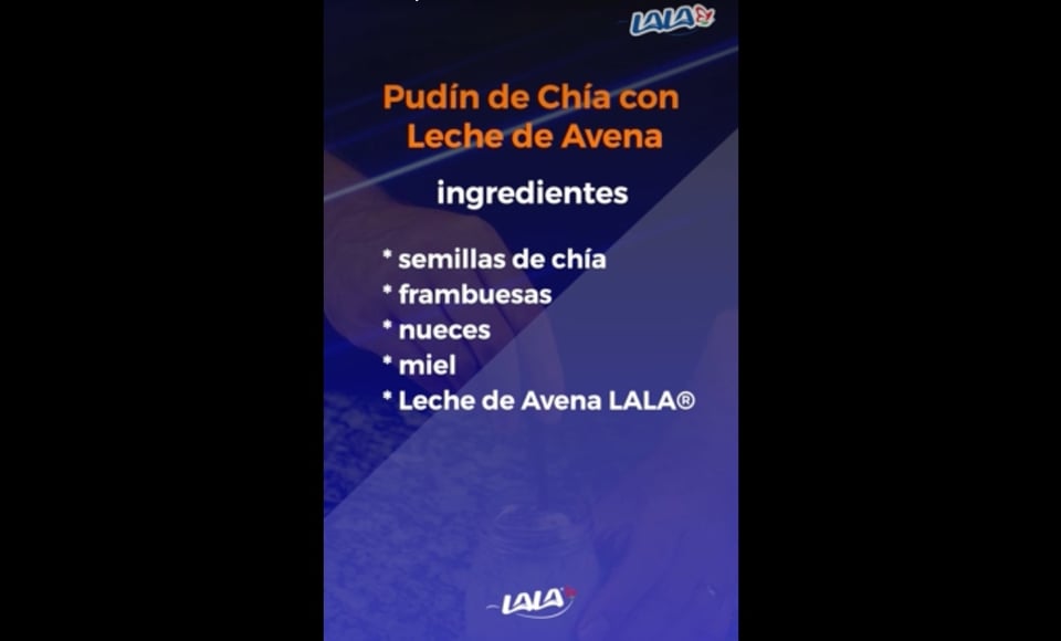 ingredientes, leche de avena, pudín, semillas de chía, MundoNOW