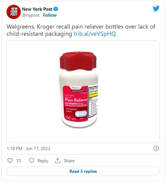 Walgreens and Kroger recall thousands of bottles of aspirin, ibuprofen and acetaminophen