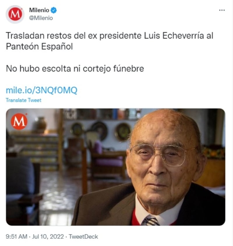 Luis Echeverría restos: Fue cremado este domingo