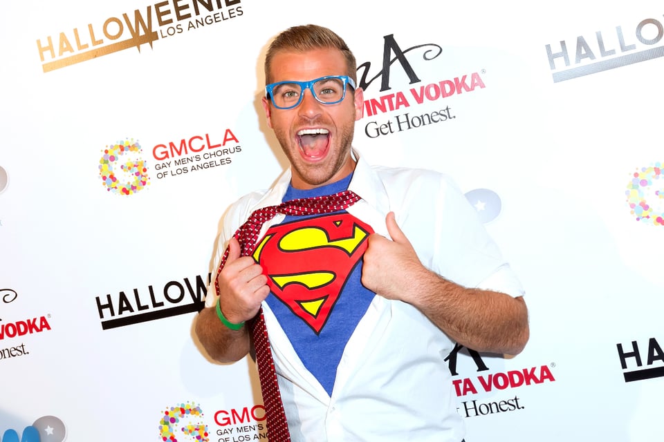 Superman, Glasses, White shirt, Smiling, Perfect smile, Scott Evans