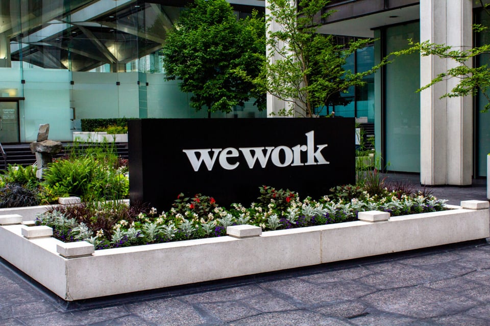 WeWork, set, desks, work, technology