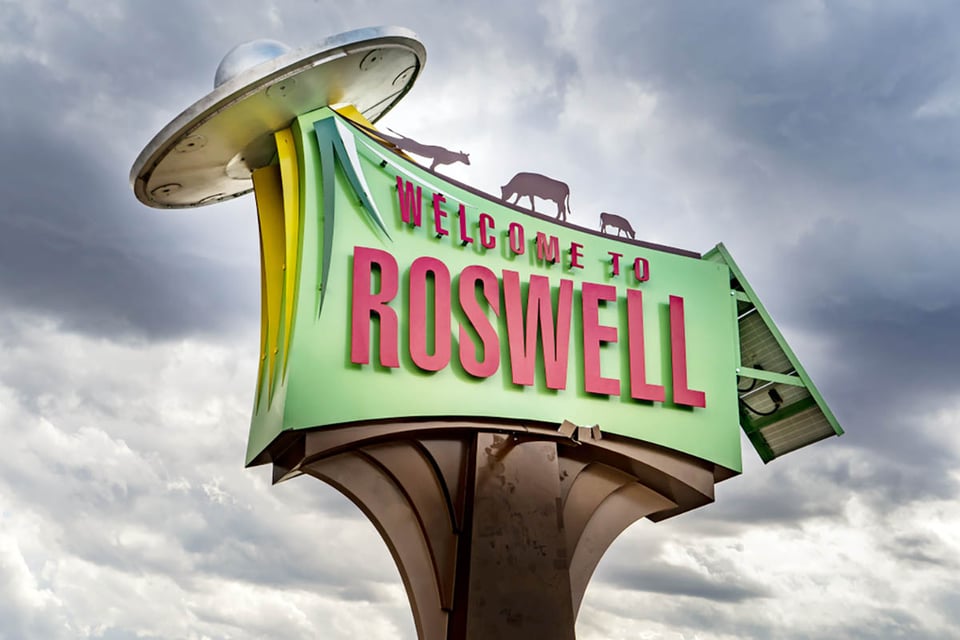 Roswell, New Mexico, sign, UFO hotspots, MundoNOW