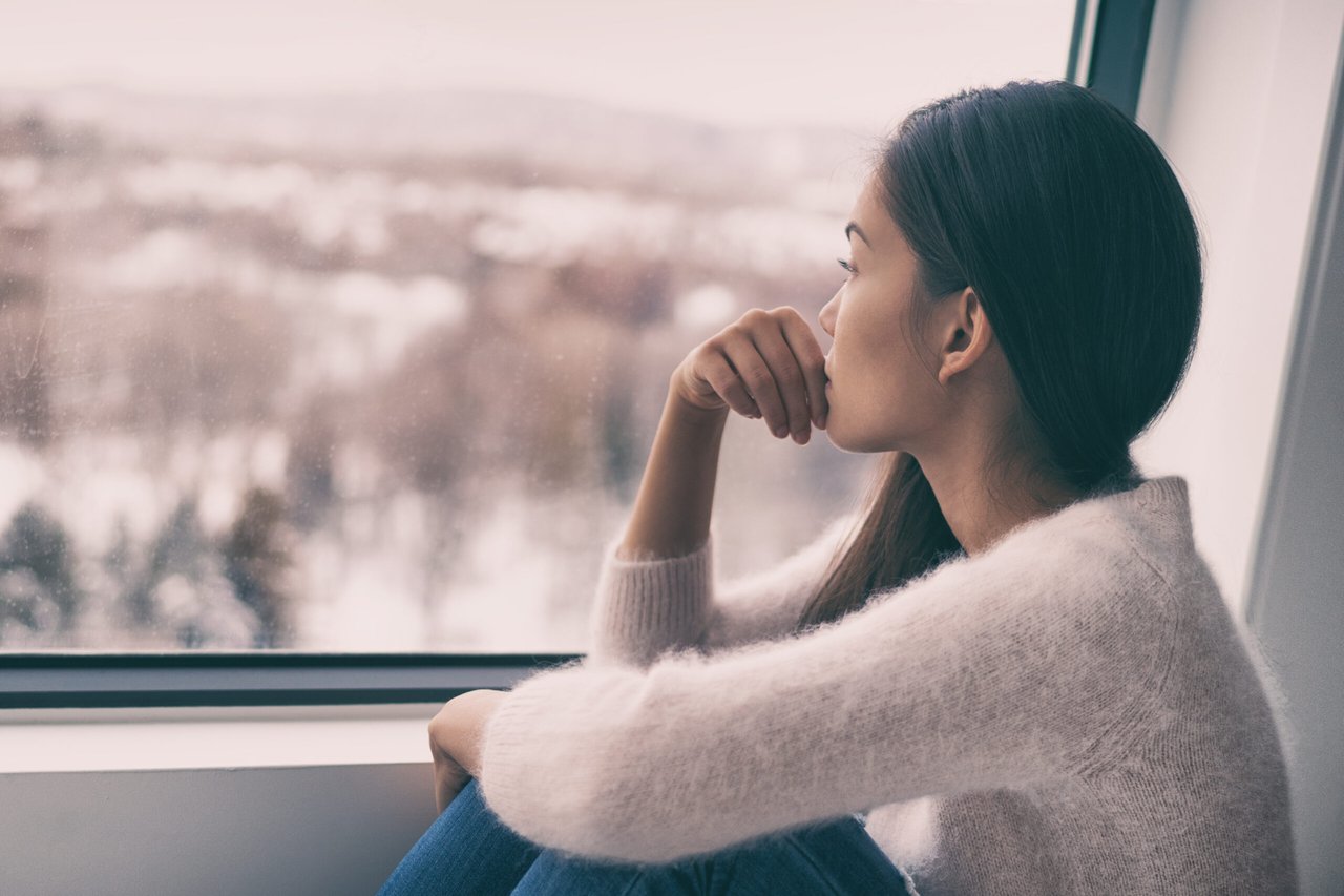 mental health, mental disorders, symptoms, woman looking out window, thinking