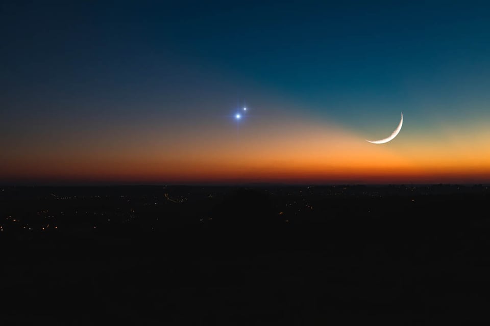Venus, Jupiter, moon, conjunction, astonomy