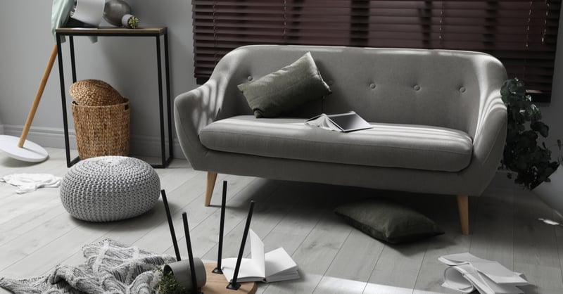 Furniture after an earthquake