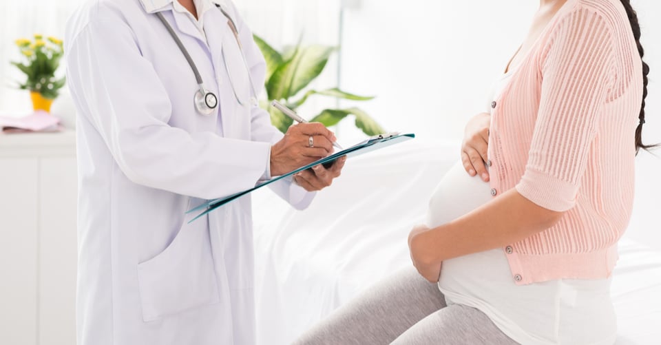 Girl with doctor as placenta concept